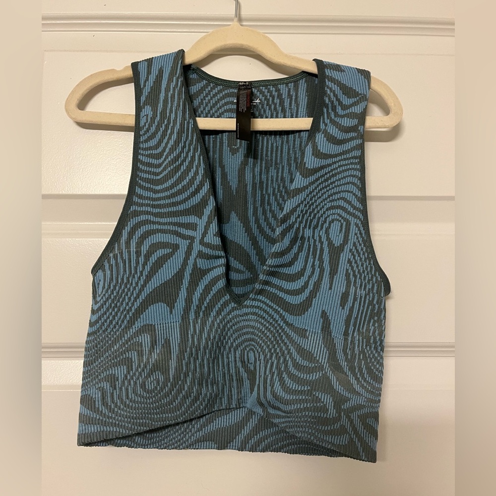 Blue Patterned Sleeveless Top